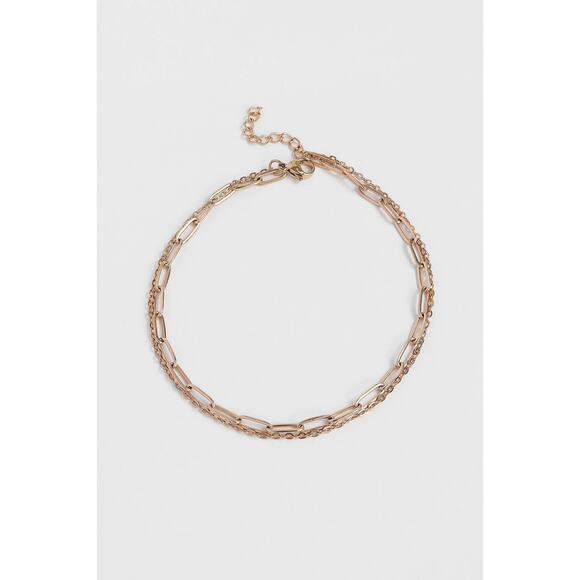 2 Row Stainless Steel Loop and Paperclip Chain Anklet - Picture 14 of 16